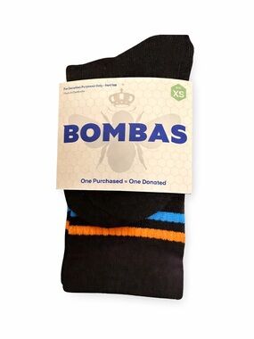 Bombas Pair of Athletic Socks Black and Blue Performance Comfort | NWT